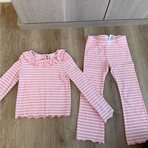 Janie and Jack Pink and White Striped Set size 4